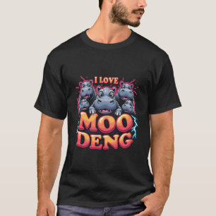 I Love Moo Deng Baby Hippo Lovers  T-Shirt