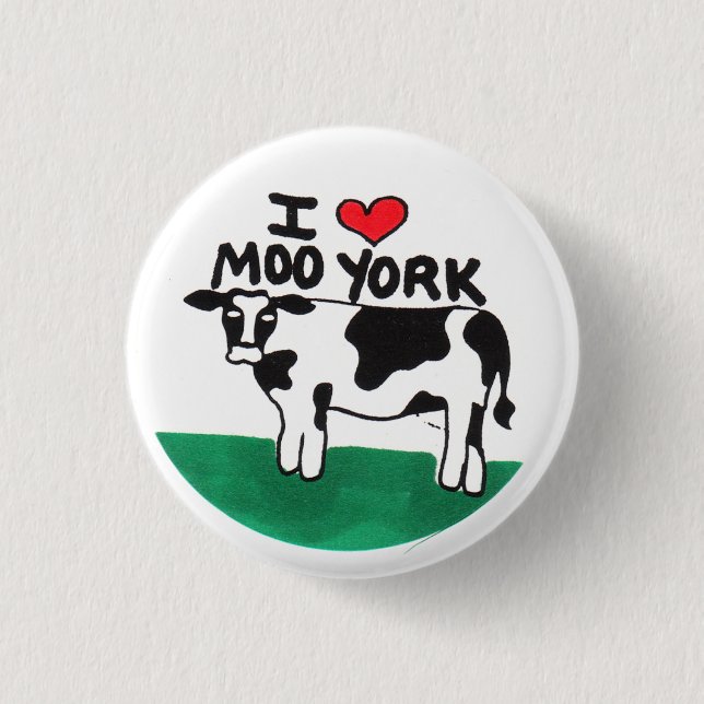 I Love Moo York 3 Cm Round Badge (Front)