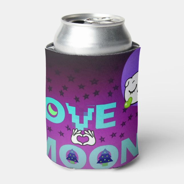 "I Love Moon" – A Whimsical Celestial Art Design Can Cooler (Can Front)