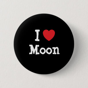 I love Moon heart T-Shirt 6 Cm Round Badge