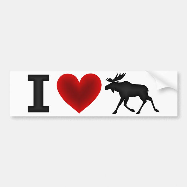I Love Moose Bumper Sticker (Front)