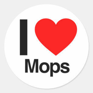i love mops classic round sticker