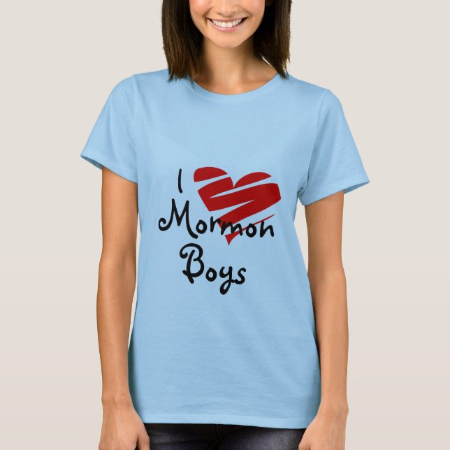 I Love Mormon Boys, lds, mormon, church, gift, T-Shirt (Front)