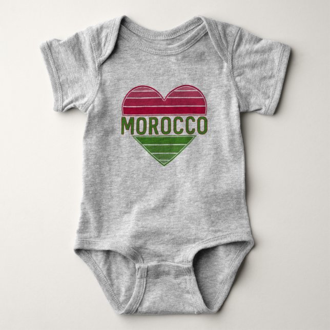 I Love Morocco, Moroccan Heart Baby Bodysuit (Front)