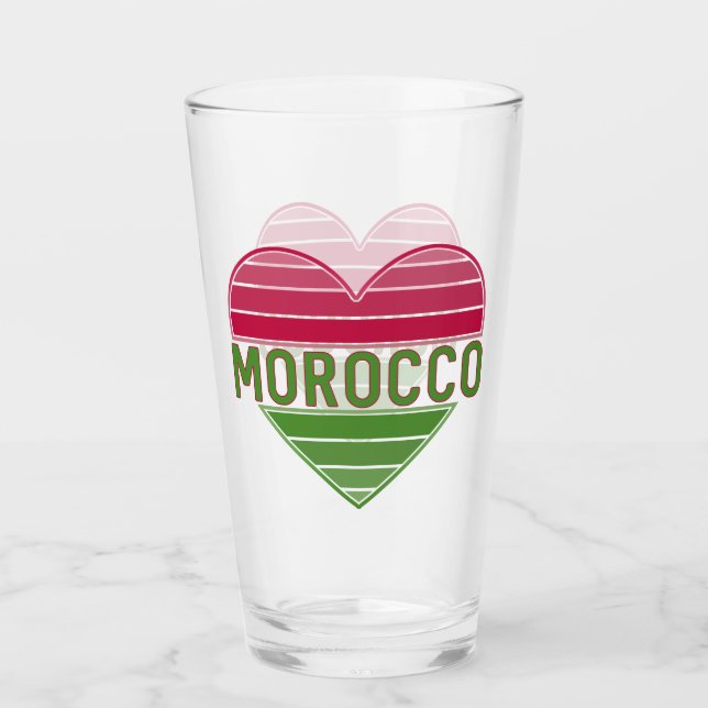 I Love Morocco, Moroccan Heart Glass (Front)