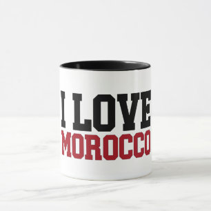 I Love Morocco Red and Black Typography Mug