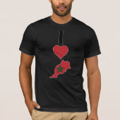 I Love Morocco Vertical Heart Moroccan Flag Map T-Shirt (Front)