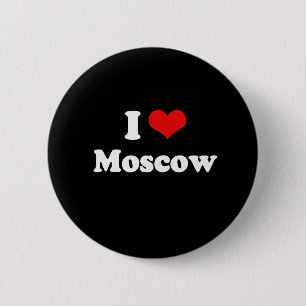 I Love Moscow Tshirt White Tshirt 6 Cm Round Badge