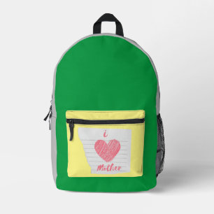 i love mother printed backpack