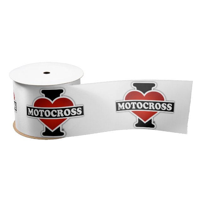 I Love Motocross Satin Ribbon (Spool)