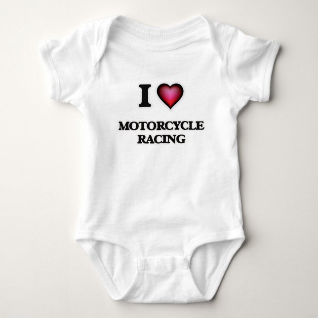 I Love Motorcycle Racing Baby Bodysuit (Front)