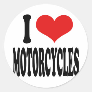 I Love Motorcycles Classic Round Sticker