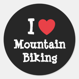 I love Mountain Biking heart custom personalised Classic Round Sticker