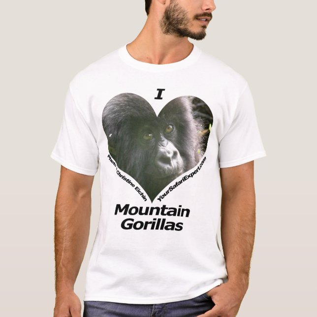 I Love Mountain Gorillas T-Shirt 5 (front & back) (Front)