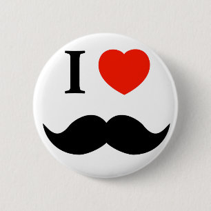 i love moustache 6 cm round badge