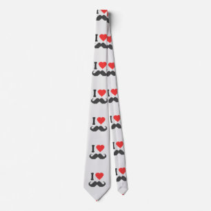 I Love Moustache in Knitting Motif Style Tie