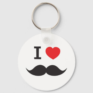 I Love Moustache Key Ring
