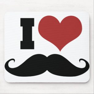 I Love Moustache Mouse Pad
