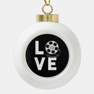 I Love Movies Movie Buff Cinema Lover Old Movie Fa Ceramic Ball Christmas Ornament