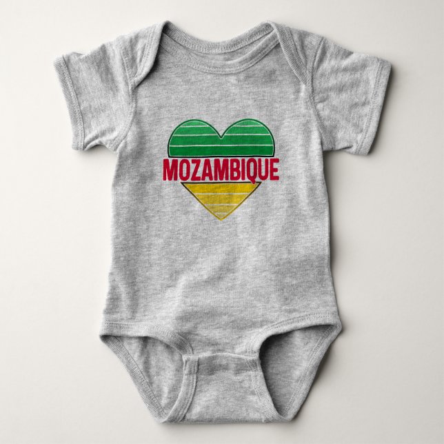 I Love Mozambique, Mozambican Heart Baby Bodysuit (Front)