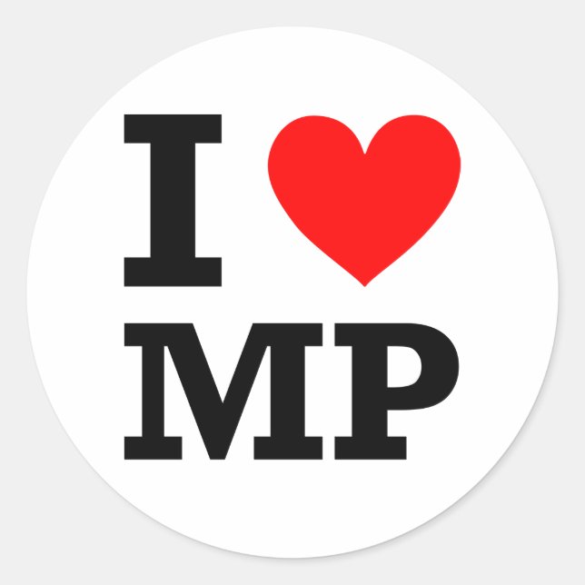 I Love MP Design Classic Round Sticker (Front)