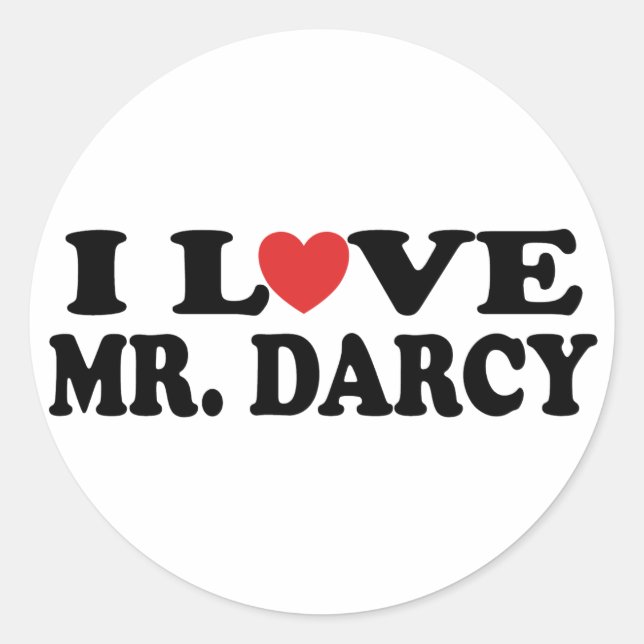 I Love Mr. Darcy Classic Round Sticker (Front)