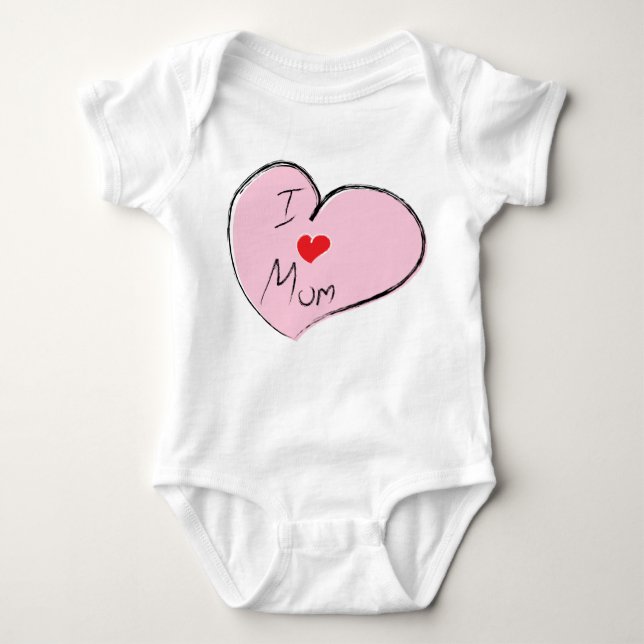 I Love Mum Baby Bodysuit (Front)
