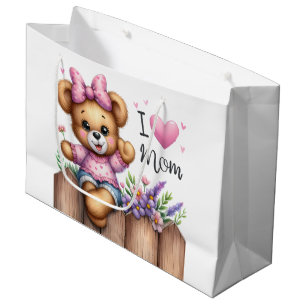 I Love Mum Bear Large Gift Bag