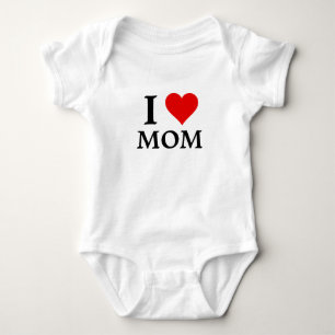 I Love Mum Custom Red Heart Baby Bodysuit