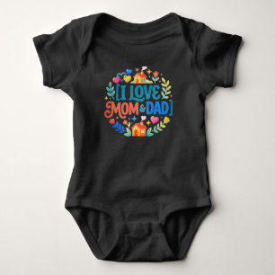I Love Mum & Dad (Newborn Gift) Family Graphic Baby Bodysuit