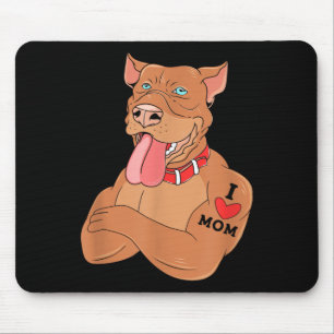 I Love Mum Dog With Tattoo Pitbull Owner Mouse Pad