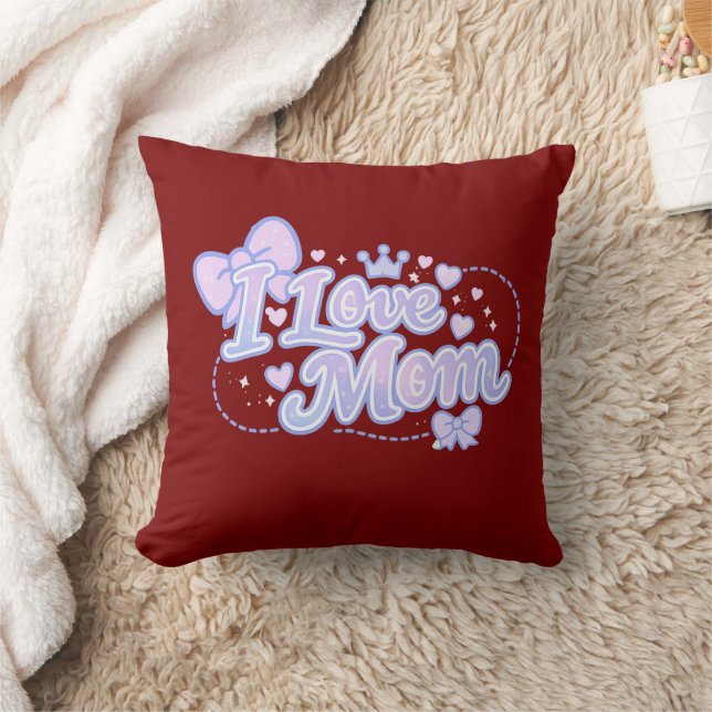 I Love Mum – Pastel Kawaii Design Cushion (Blanket)