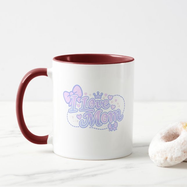 I Love Mum – Pastel Kawaii Design Mug (With Donut)