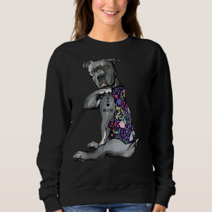 I Love Mum  Pitbull Dog Tattoo Flower Mother's Day Sweatshirt
