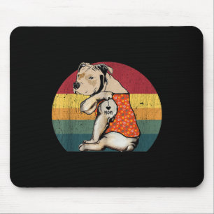 I Love Mum Pitbull Dog Tattoo Flower Vintage Mothe Mouse Pad