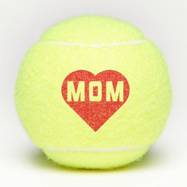 I Love Mum Red Heart Tennis Balls (Front)
