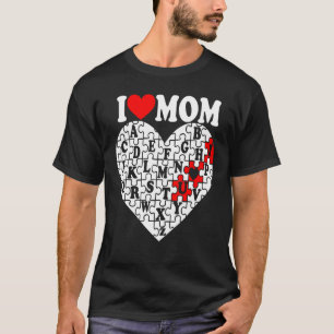 I Love Mum Redheart Word Search Valentines Day V D T-Shirt