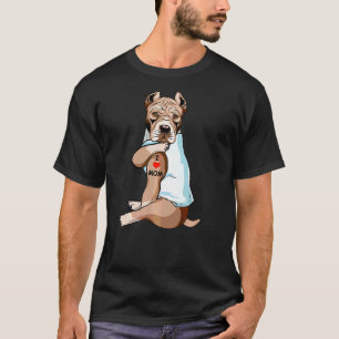 I Love Mum Tattoo American Pit Bull Mum Dog Women T-Shirt