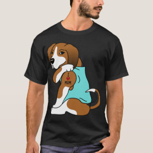 I Love Mum Tattoo Basset Hound Funny Mother's Day  T-Shirt