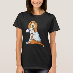I Love Mum Tattoo Basset Hound Mum Dog Lover Women T-Shirt