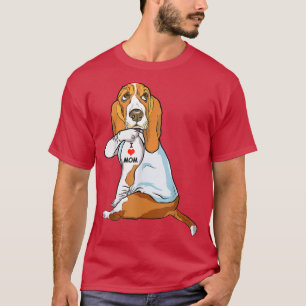 I Love Mum Tattoo Basset Hound Mum Dog Lover Women T-Shirt