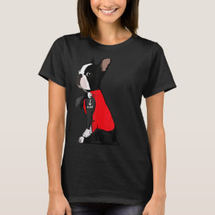 I Love Mum Tattoo Boston Terrier Dog Mum Mother's T-Shirt