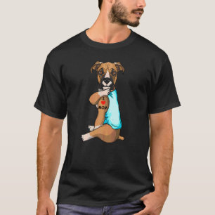 I Love Mum Tattoo Boxer Mum Dog Women T-Shirt