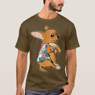 I Love Mum Tattoo Chihuahua Dog flowers Mothers D T-Shirt