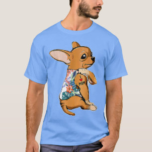 I Love Mum Tattoo Chihuahua Dogflowers Mothers Day T-Shirt