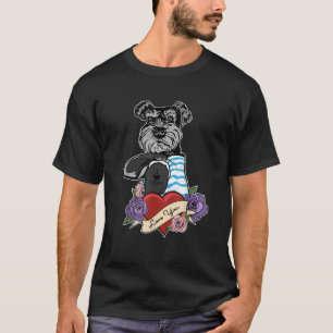 I Love Mum Tattoo Design I Funny Miniature Schnauz T-Shirt