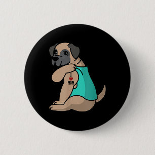 I Love Mum Tattoo English Mastiff Mother Dog 6 Cm Round Badge