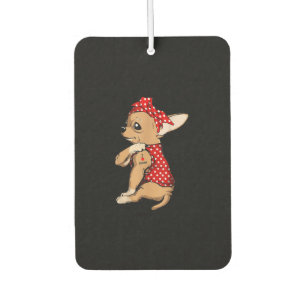 I Love Mum Tattoo Funny Chihuahua Dog Wearing Band Car Air Freshener
