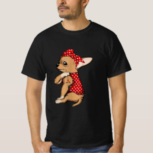 I Love Mum Tattoo Funny Chihuahua Dog Wearing Band T-Shirt