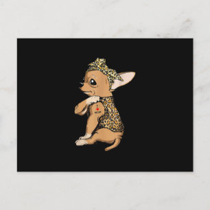 I Love Mum Tattoo Funny Chihuahua Dog With Bandann Postcard